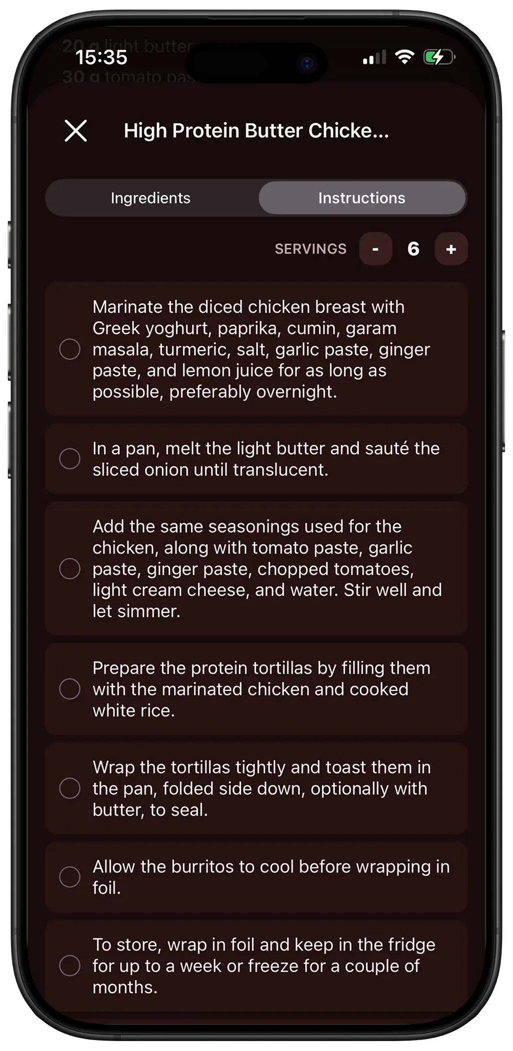 Screenshot of ReciGrab app
